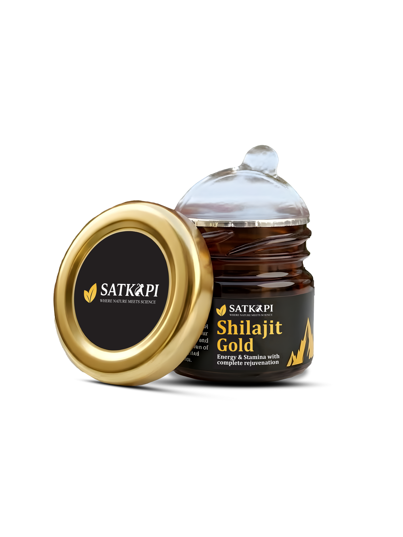 SATKAPI Shilajit Gold jar, open