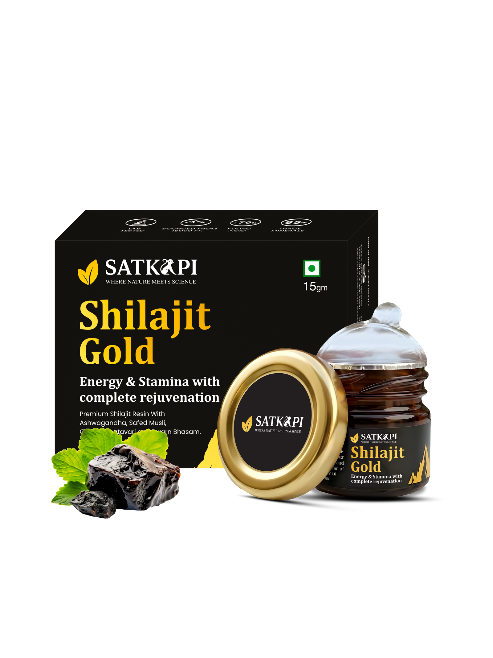 SATKAPI Shilajit Gold jar with packaging box